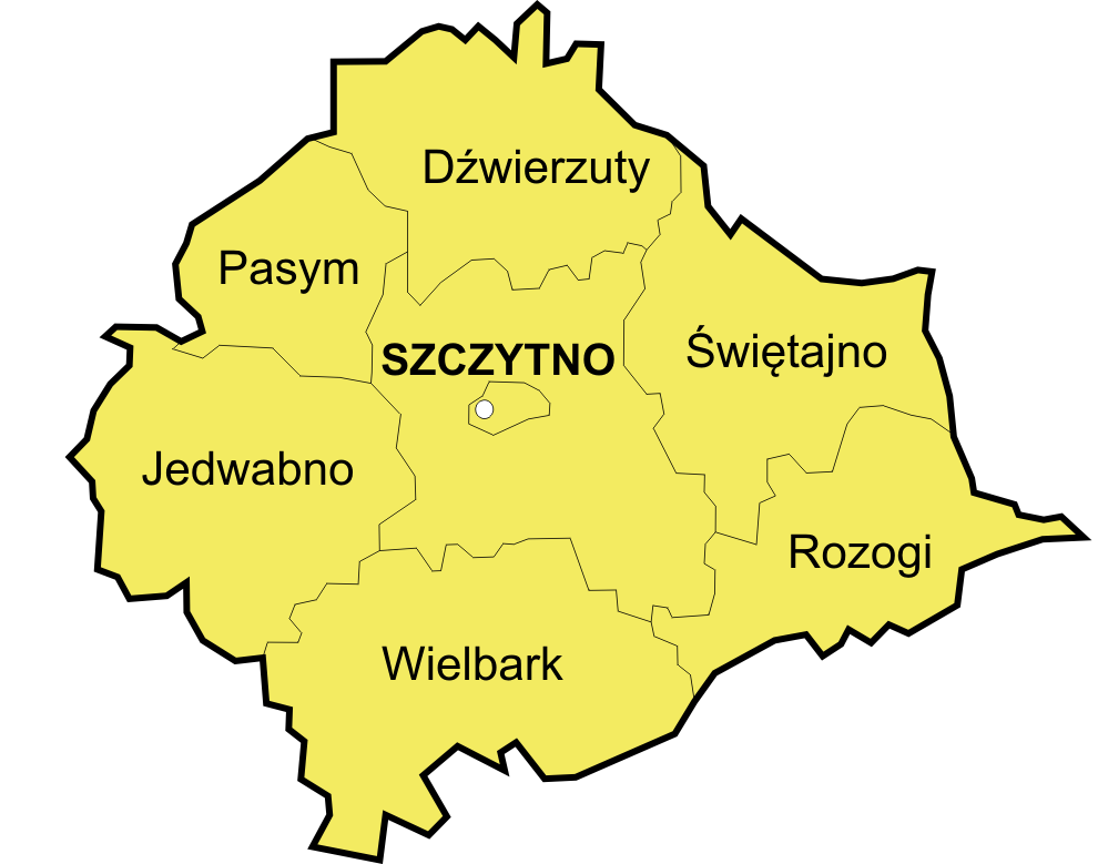 Mapa powiatu szczycieńskiego